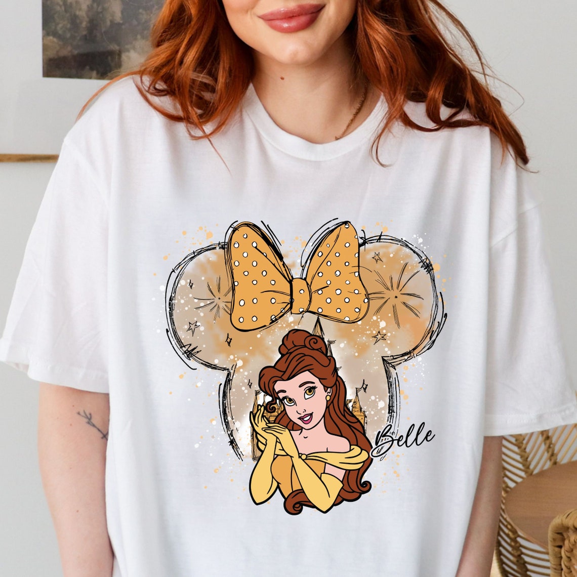 Disney Belle Shirt, Disney Castle, Watercolor, Disney Princess Belle Shirt